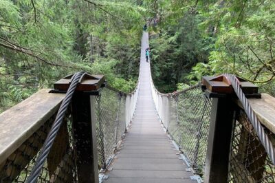 Vancouver Rainforest Hike with Waterfalls, Suspension Bridge, Old Growth Forest - Stop 1: Lynn Canyon Suspension Bridge and the creek roar